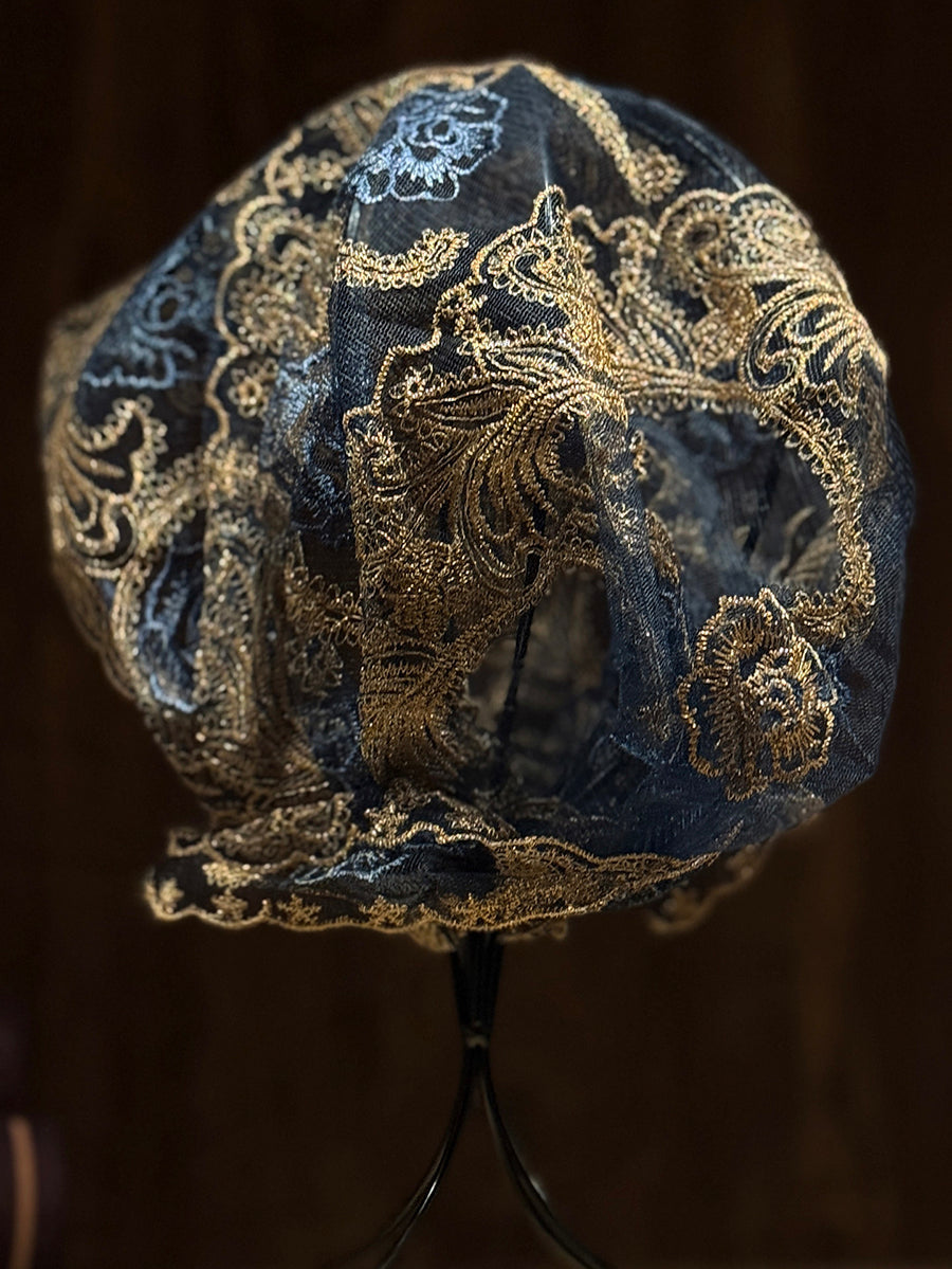 女士藝術刺繡蕾絲寬鬆針織帽