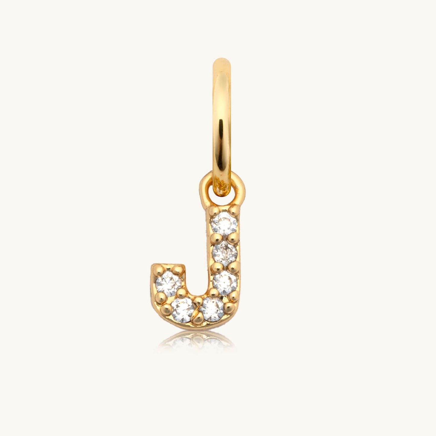 Dripping Words Charm- CZ Letter J
