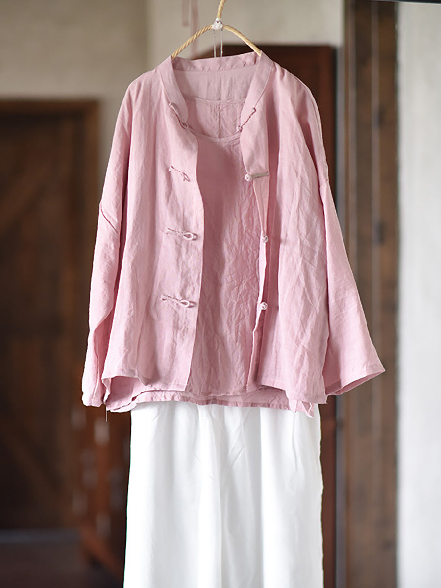 女款夏季休閒純色O領薄款寬鬆背心