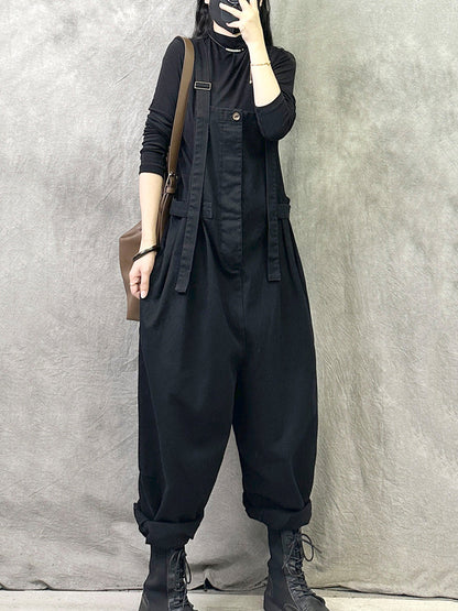 女士夏季休閒純色棉質連身褲