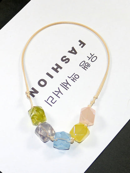 女士藝術彩色壓克力吊墜項鍊