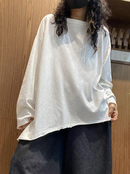 女士秋季休閒純色100%純棉圓領襯衫