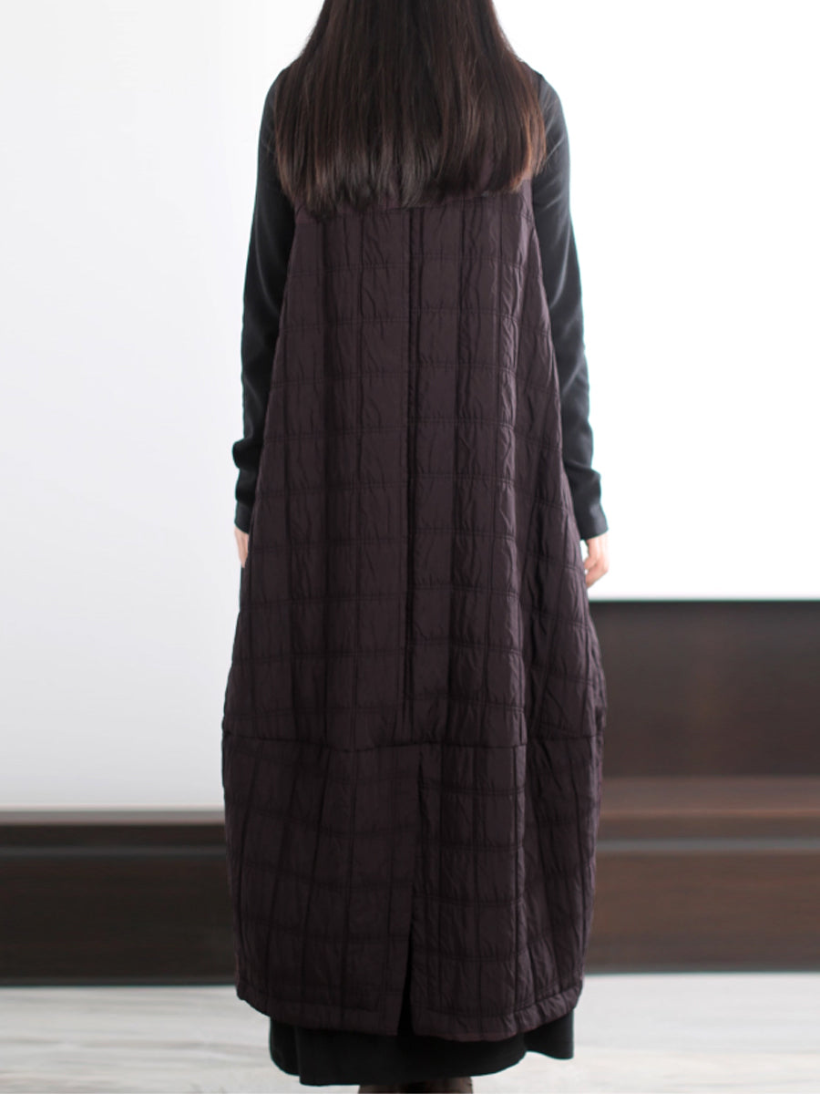 女士秋季休閒純色絎縫背心連身裙