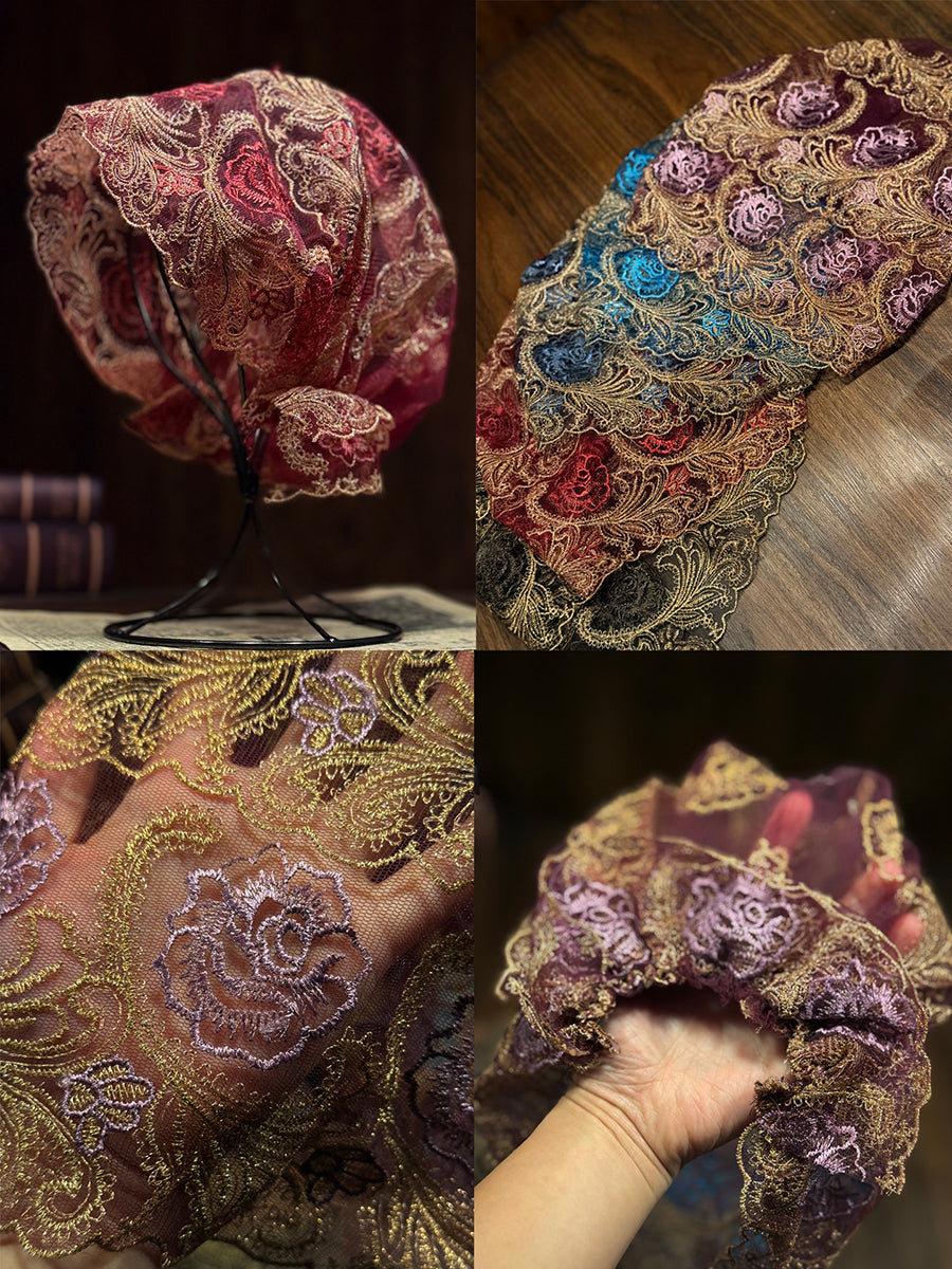 女士藝術刺繡蕾絲寬鬆針織帽