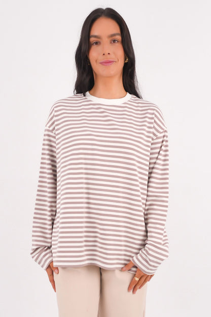 Arlow Long Sleeve Tee Brown Stripe