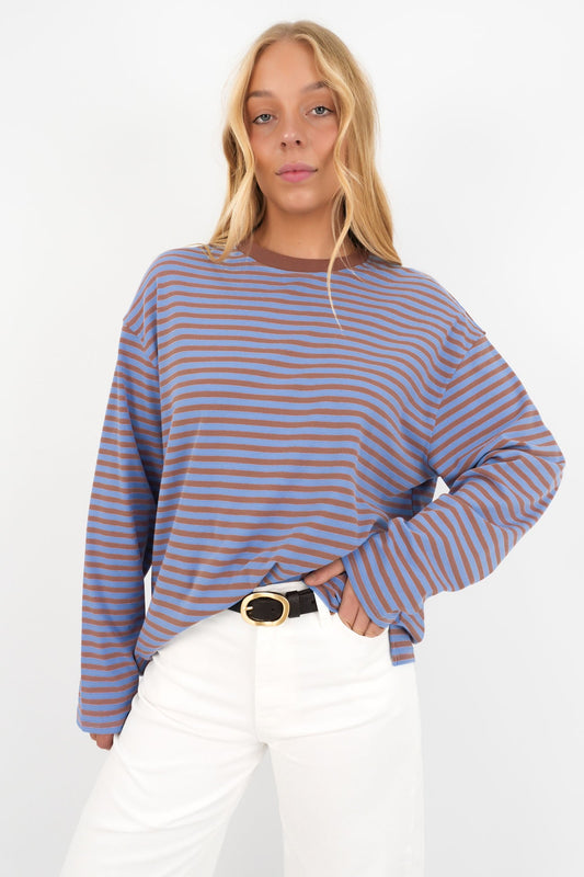Arlow Long Sleeve Tee Chocolate Blue