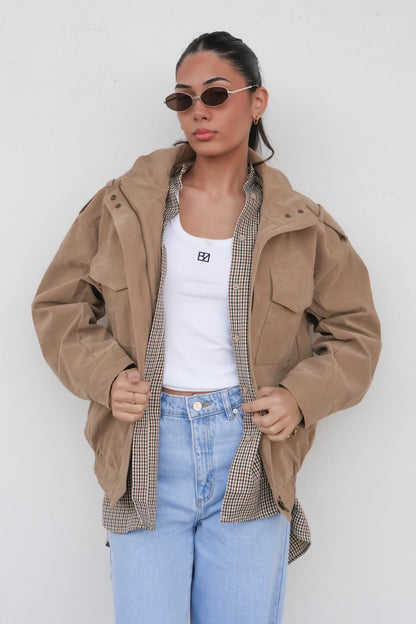 Ashe Bomber Taupe Suede