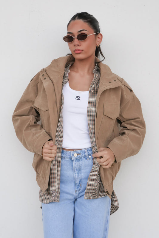 Ashe Bomber Taupe Suede