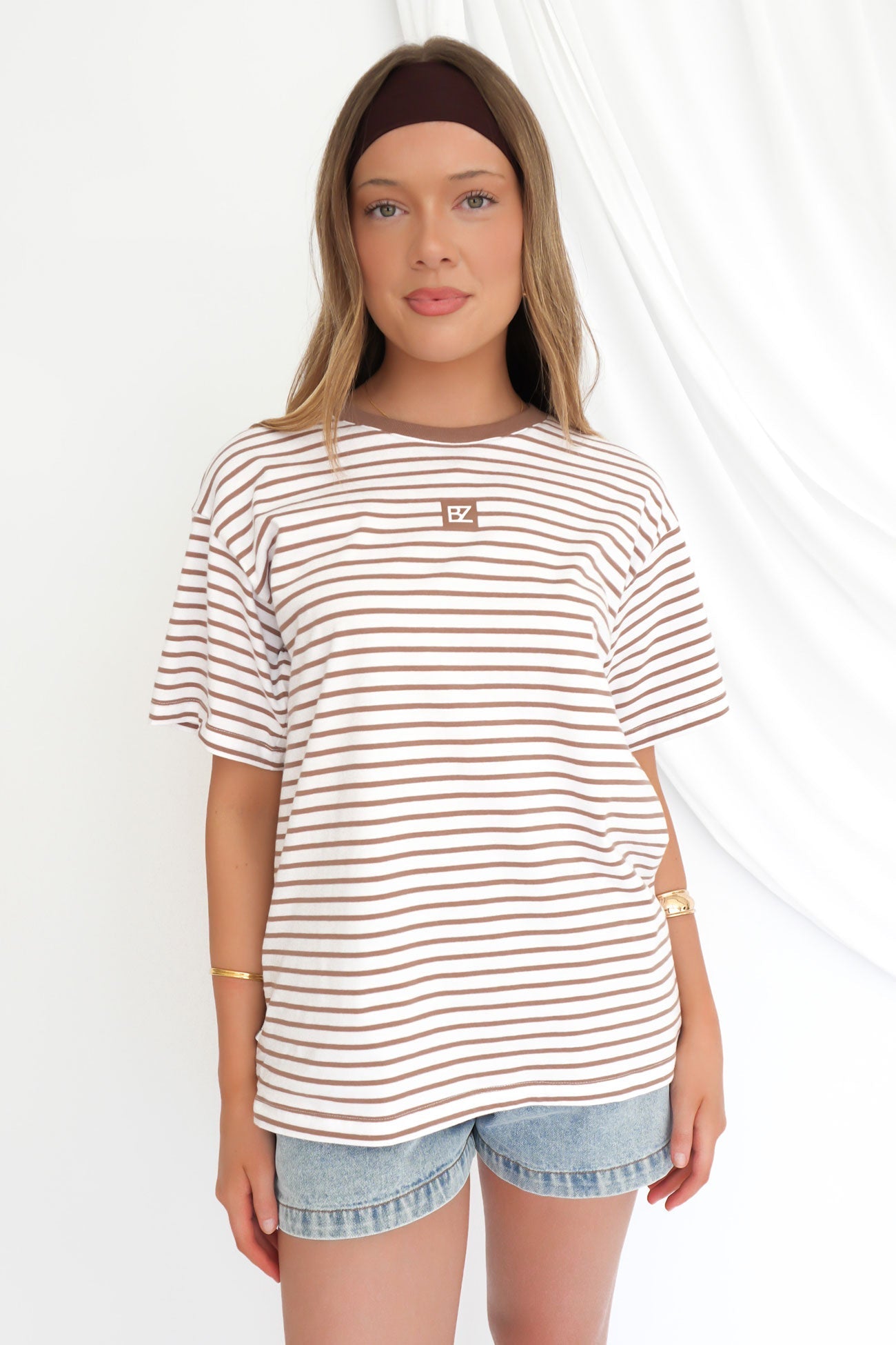 Beau Stripe Tee Brown Stripe