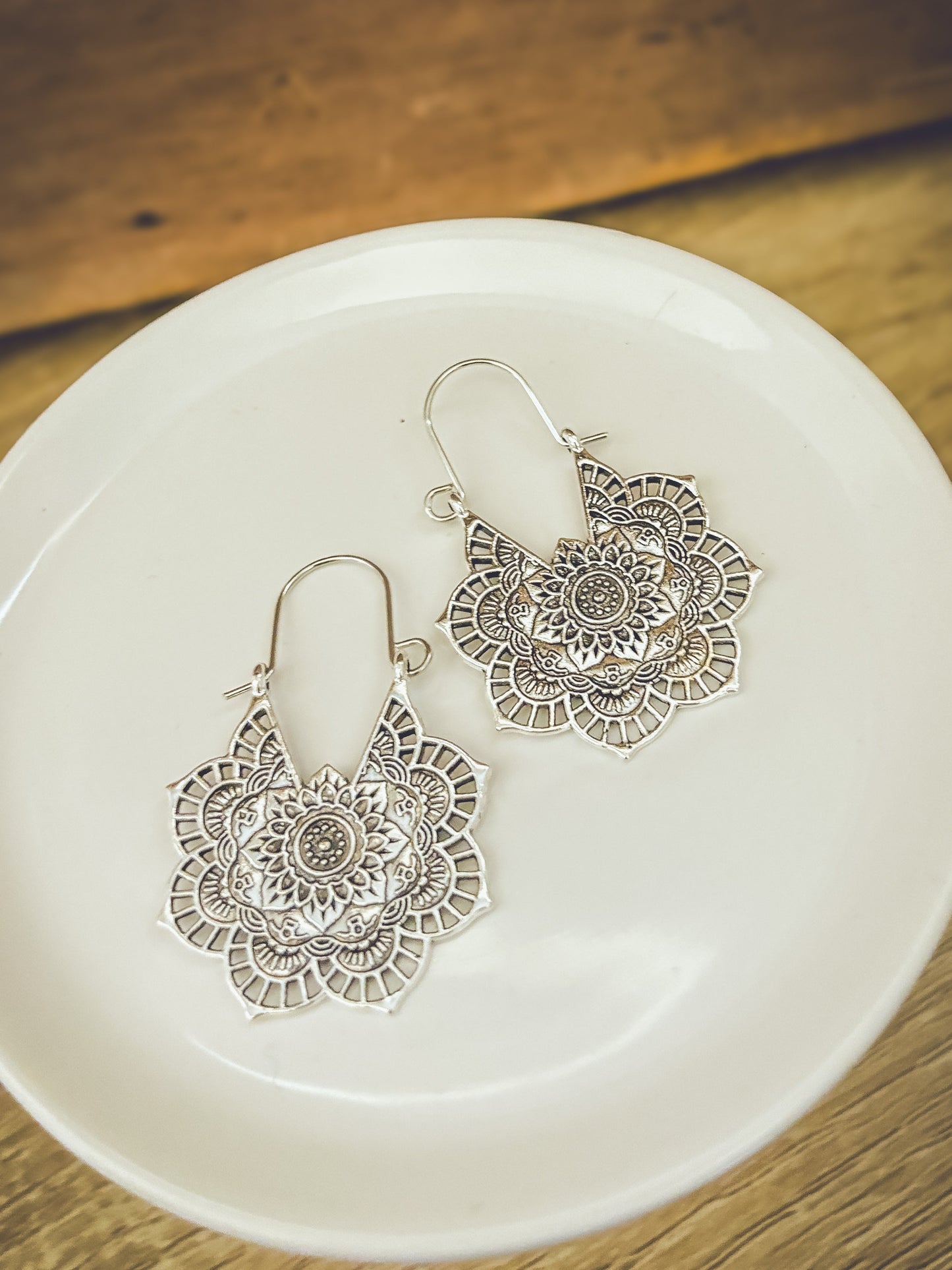 Beautiful Gold or Silver Mandala Earrings