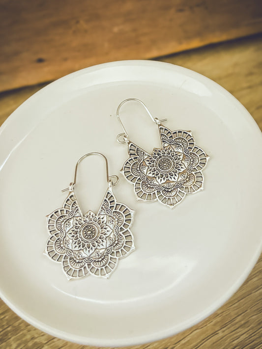 Beautiful Gold or Silver Mandala Earrings