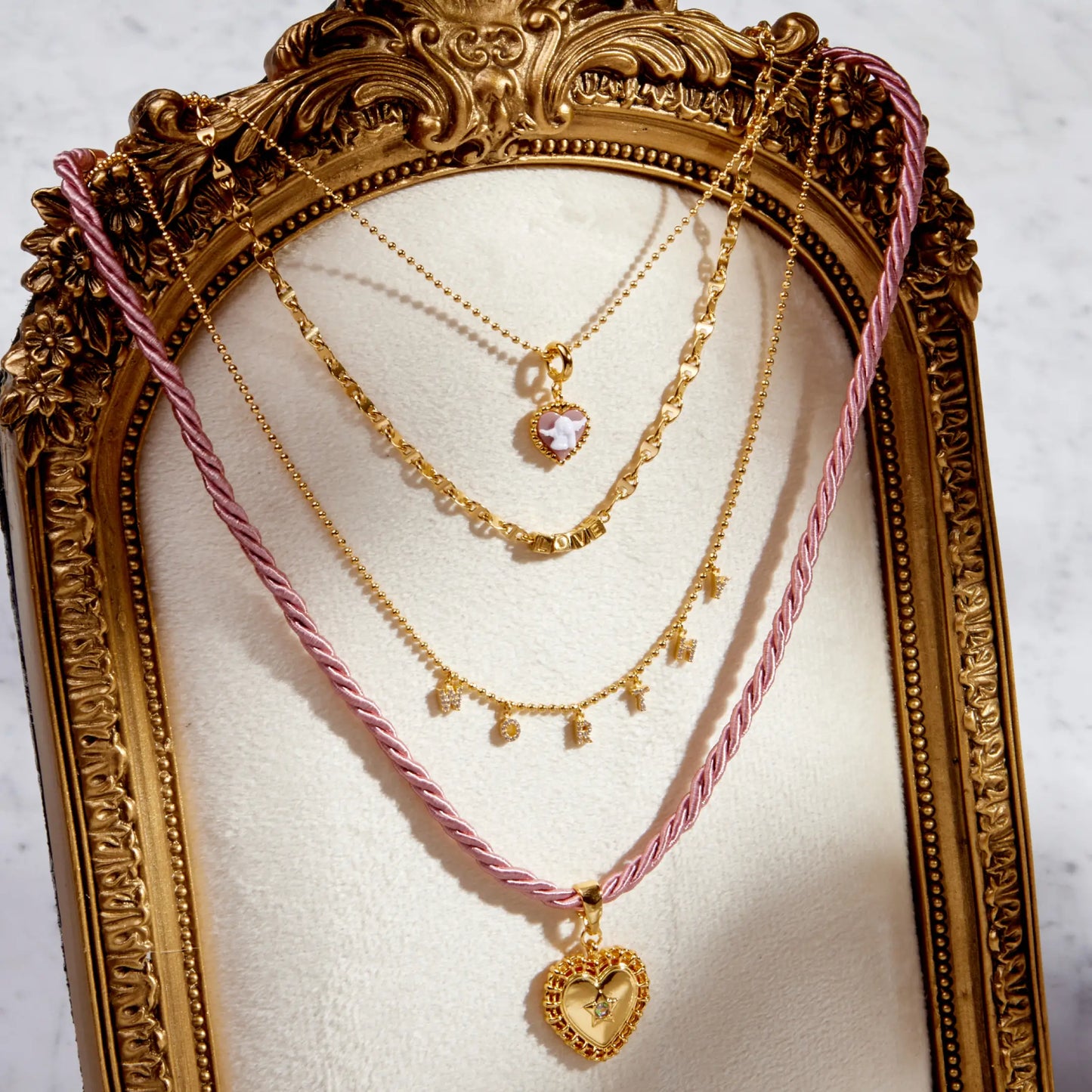 Lace Heart Pendant Cord Necklace
