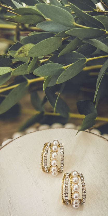 Beautiful Gold or Silver Crystal and Pearl Huggies