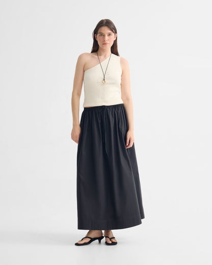 Olive Cotton Maxi Skirt