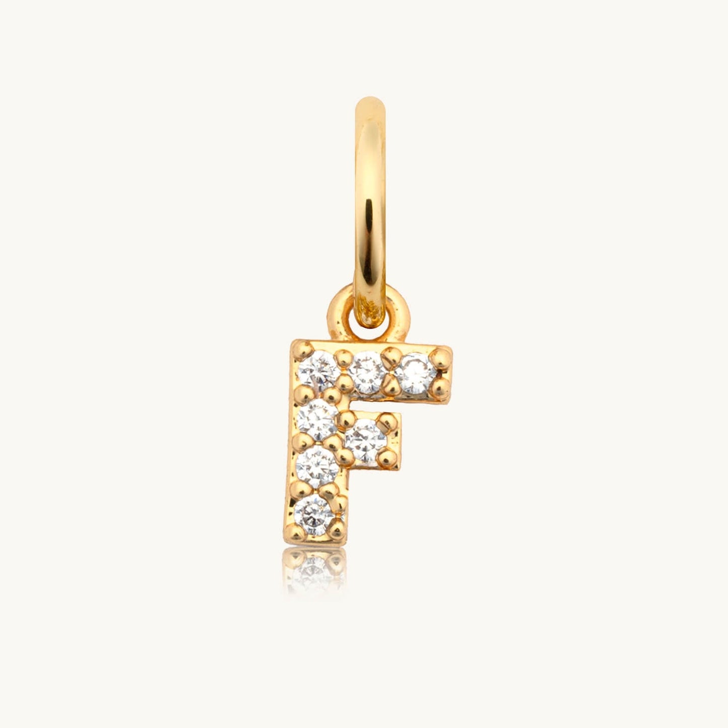 Dripping Words Charm- CZ Letter F