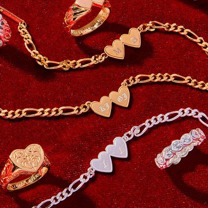 Gold CZ Heart Eternity Band Ring