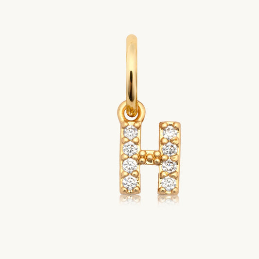 Dripping Words Charm- CZ Letter H