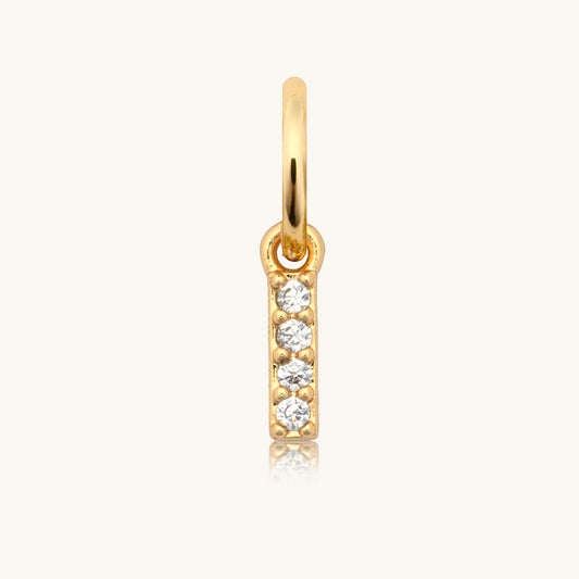 Dripping Words Charm- CZ Letter I