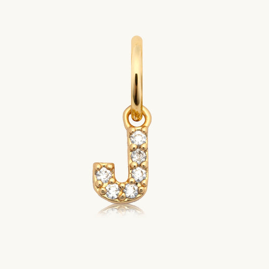 Dripping Words Charm- CZ Letter J