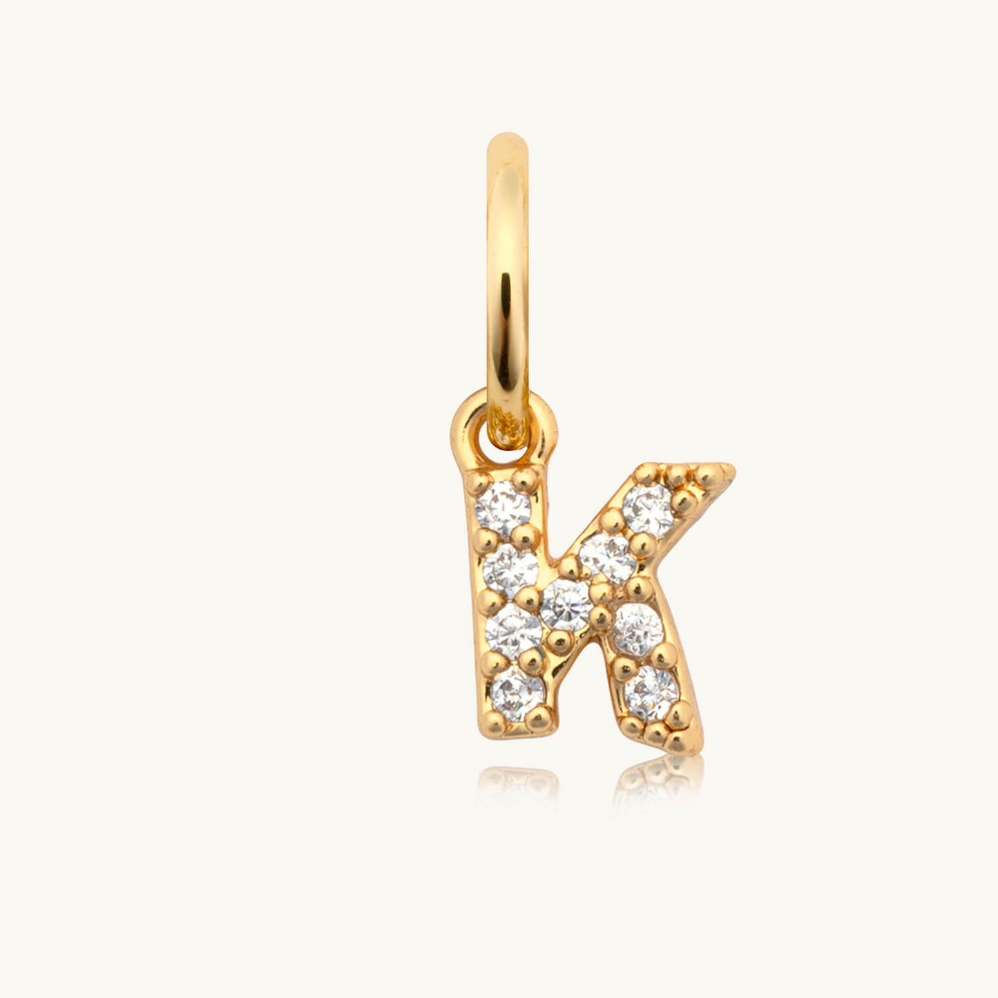Dripping Words Charm- CZ Letter K