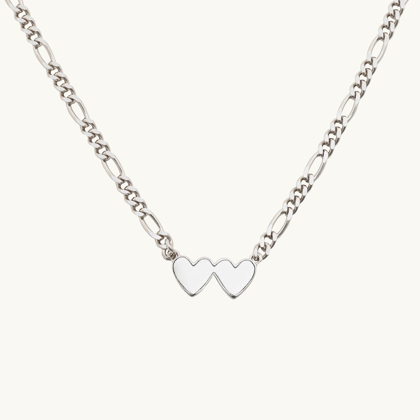 Silver Double Heart Engravable Necklace