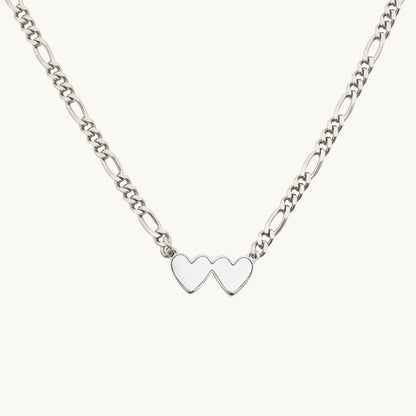 Silver Double Heart Engravable Necklace