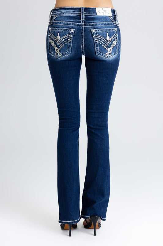 Nyah Cross Stitched Bootcut Jeans