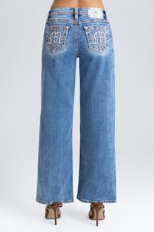 Electric Stitched Wide Leg Jeans