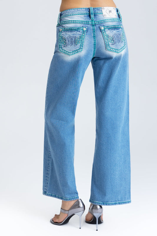 Velocity Stitched Wide Leg  Jeans