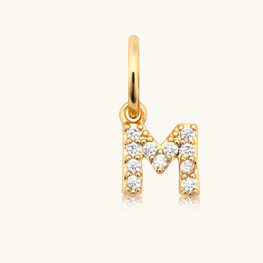 Dripping Words Charm- CZ Letter M