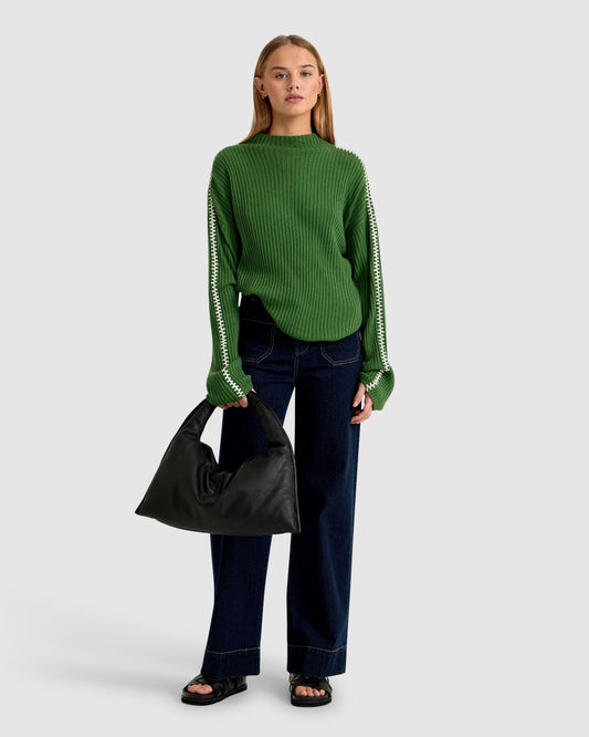 Sierra Knit Top With Contrast Stitch