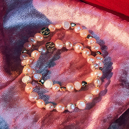 Pink Hearts by the Pearl Bracelet Base