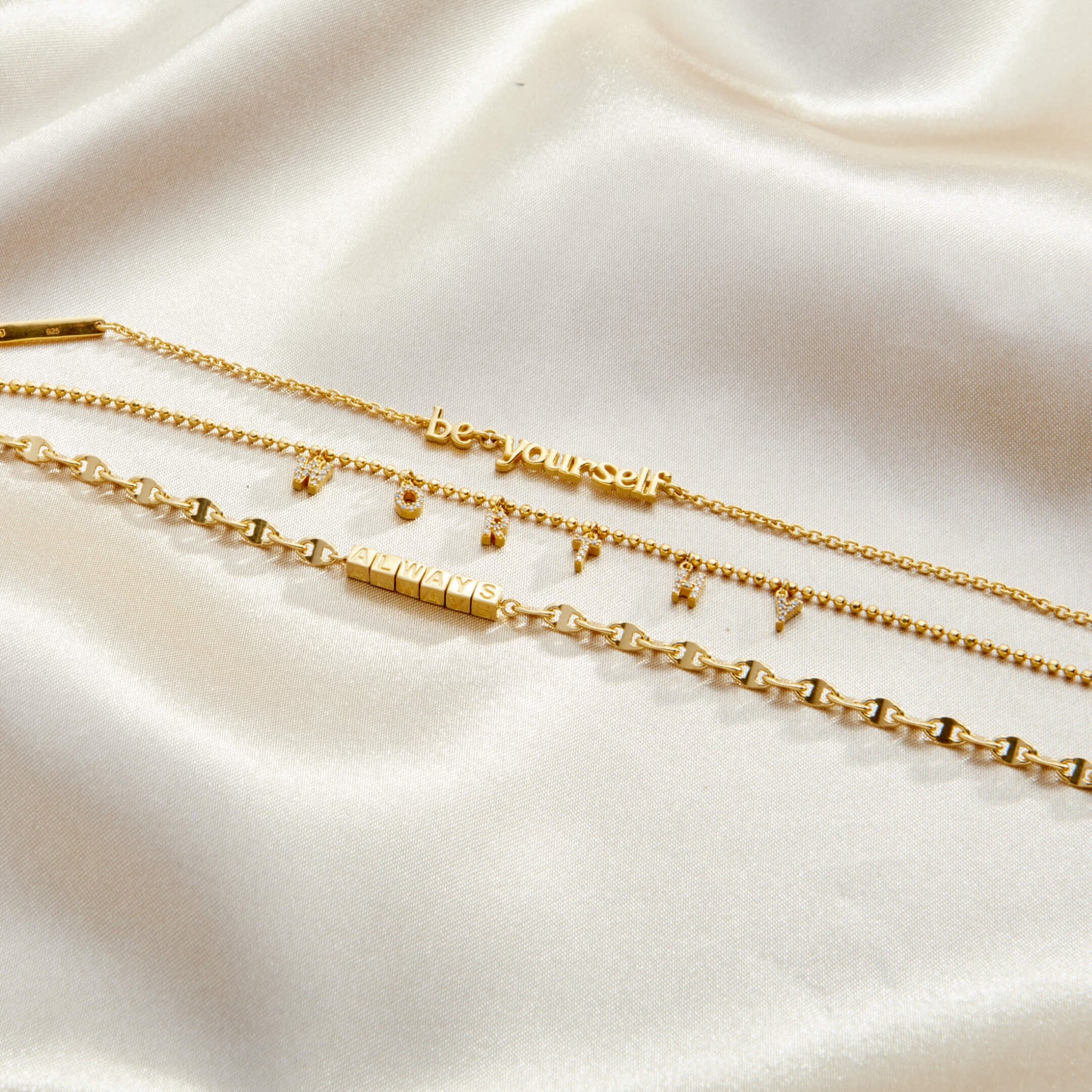 Tiny Dripping Words Gold Vermeil Bracelet
