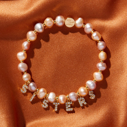 Dripping Words Pink Freshwater Pearl