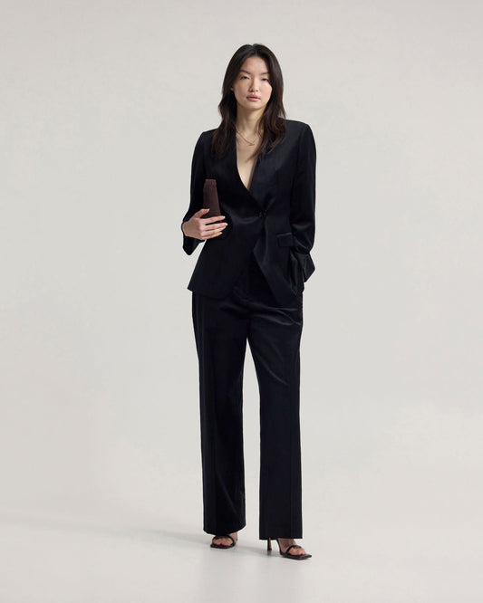 Raffi Velvet Collarless Blazer