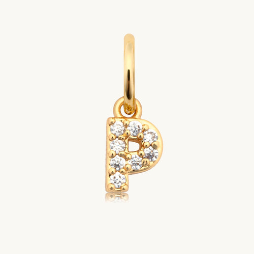 Dripping Words Charm- CZ Letter P