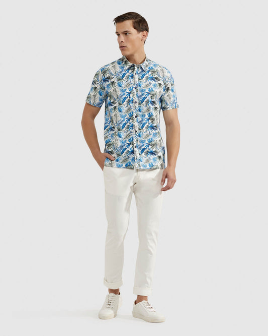 Leyton Linen Cotton Print Short Sleeve Shirt