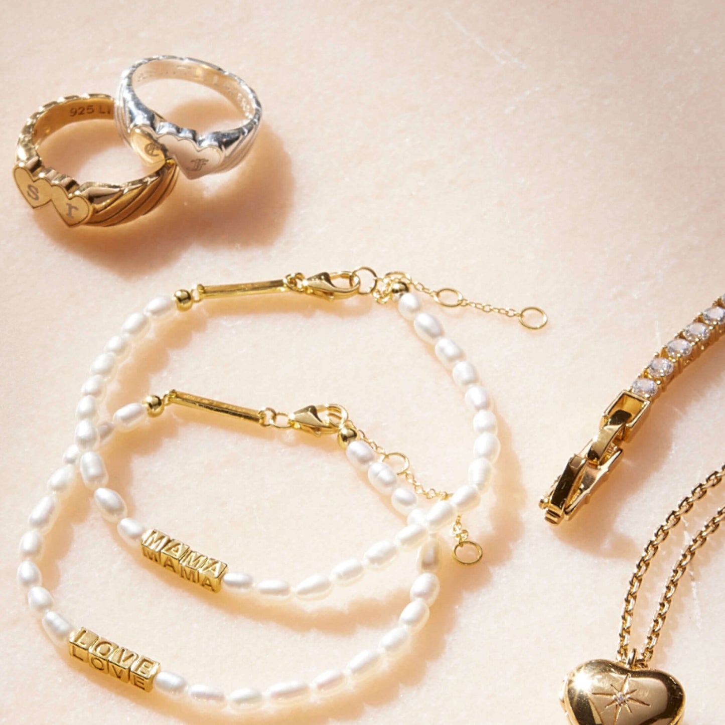 Gold Double Heart Engravable Necklace