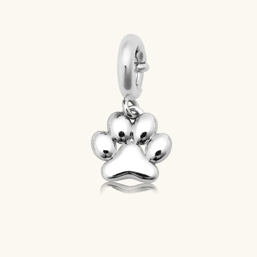 Custom Silver Puffy Paw Print Charm