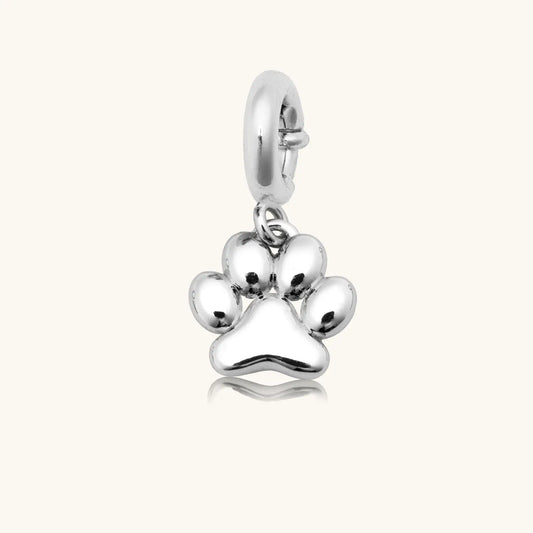 Custom Silver Puffy Paw Print Charm