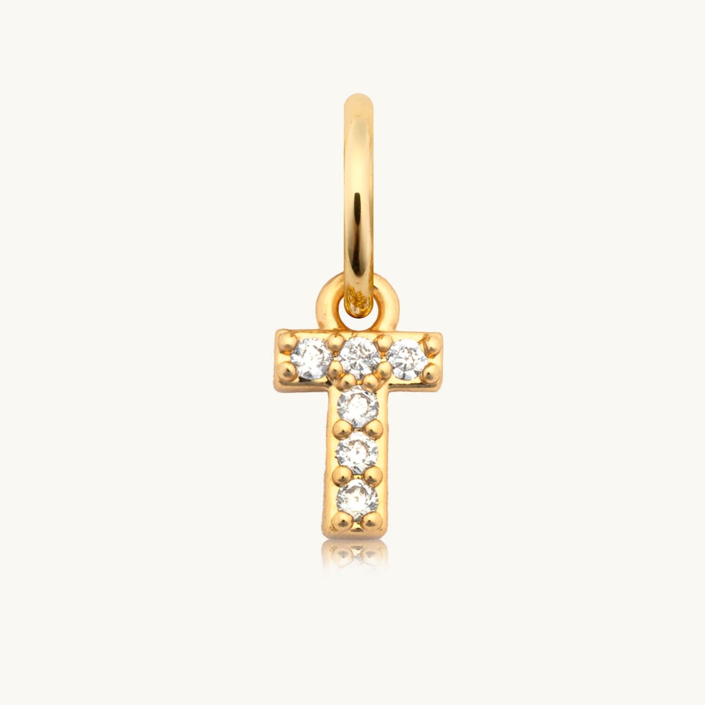 Dripping Words Charm- CZ Letter T