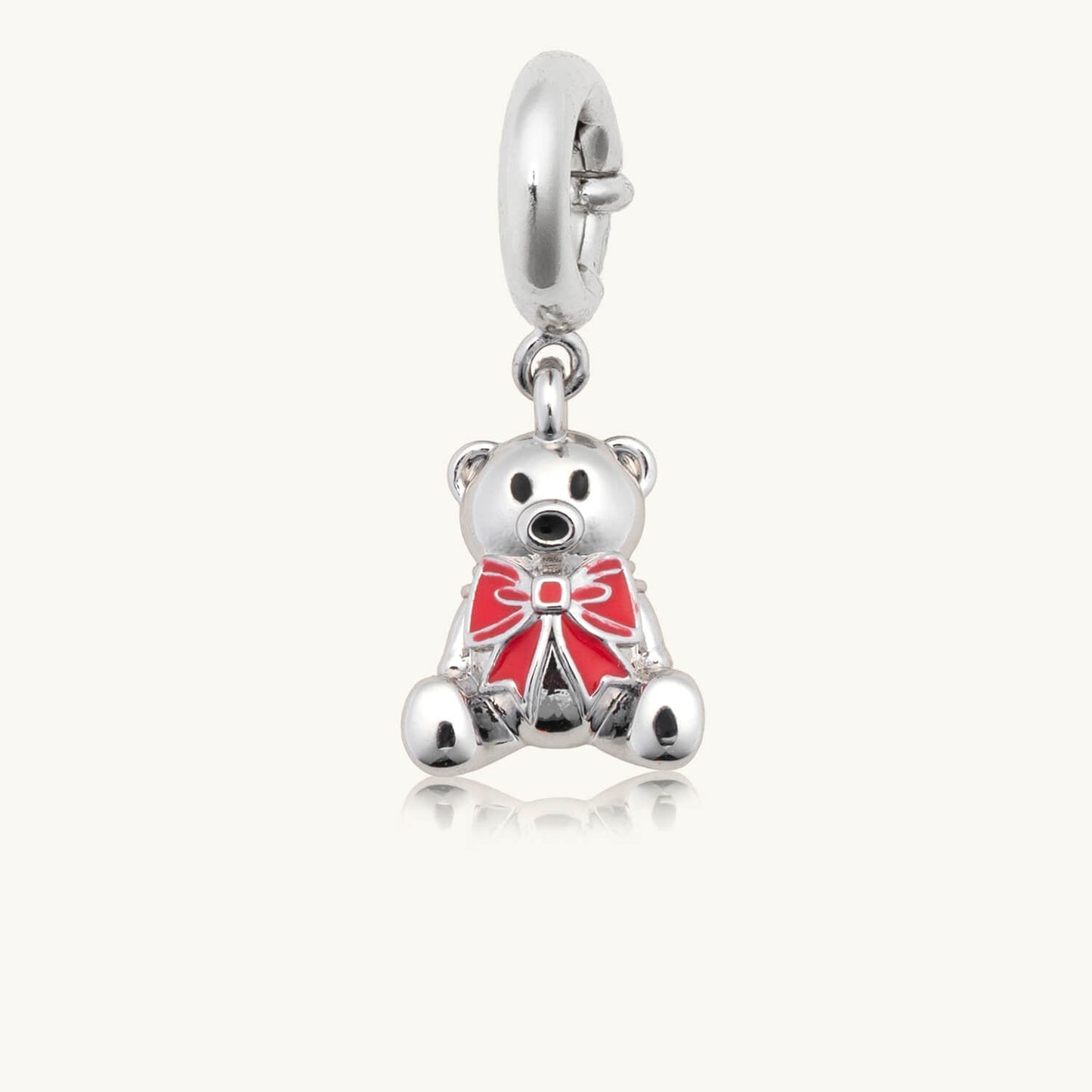 Silver Holiday Teddy Bear Charm