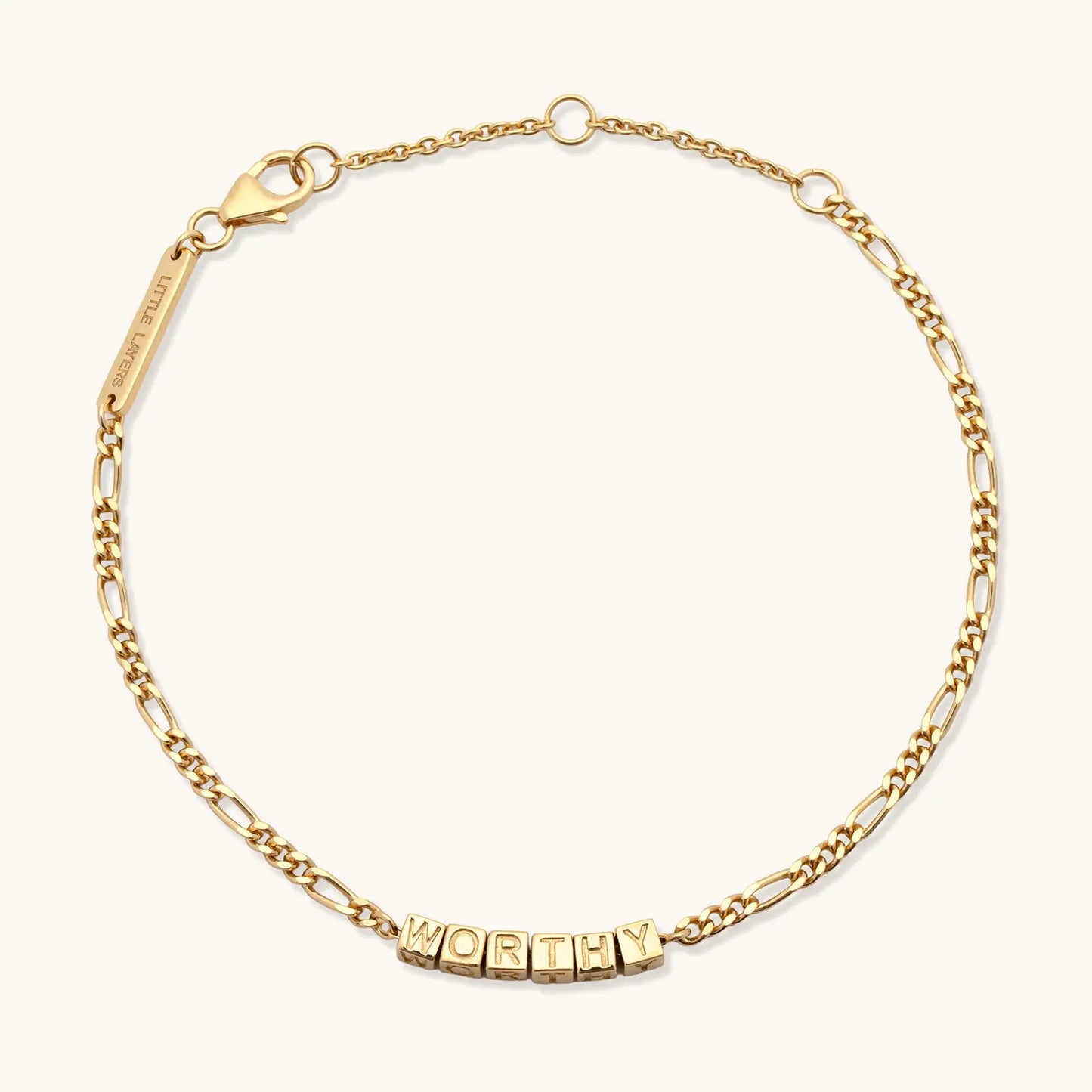 Custom Tiny Words Bracelet- Figaro Chain