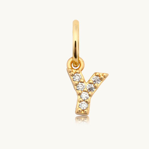 Dripping Words Charm- CZ Letter Y