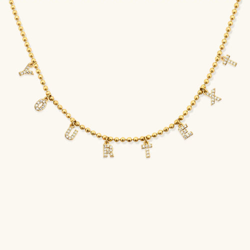 Tiny Dripping Words Gold Vermeil Necklace