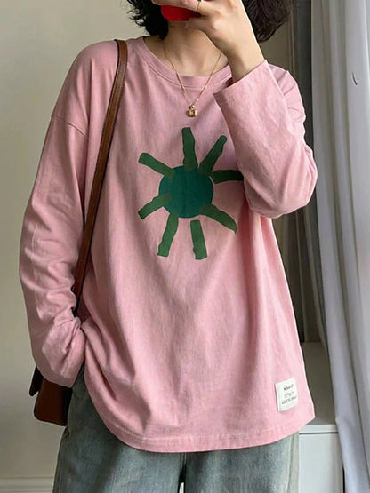 藝術印花 100% 純棉寬鬆 T 卹