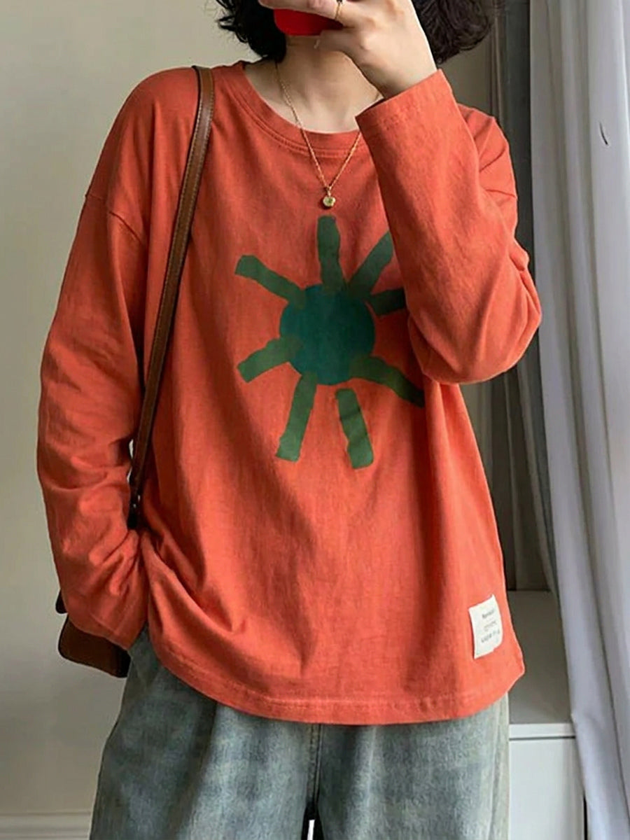 藝術印花 100% 純棉寬鬆 T 卹