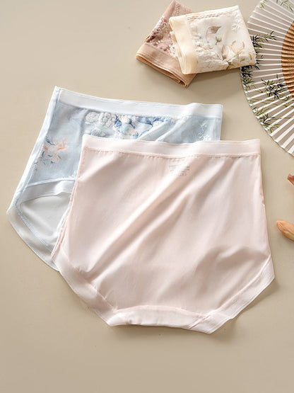 4條裝女款高腰蕾絲網眼三角褲